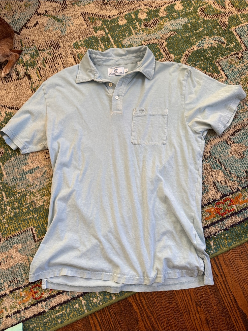 Southern Tide Pale Blue Short-Sleeve Polo with Chest Pocket